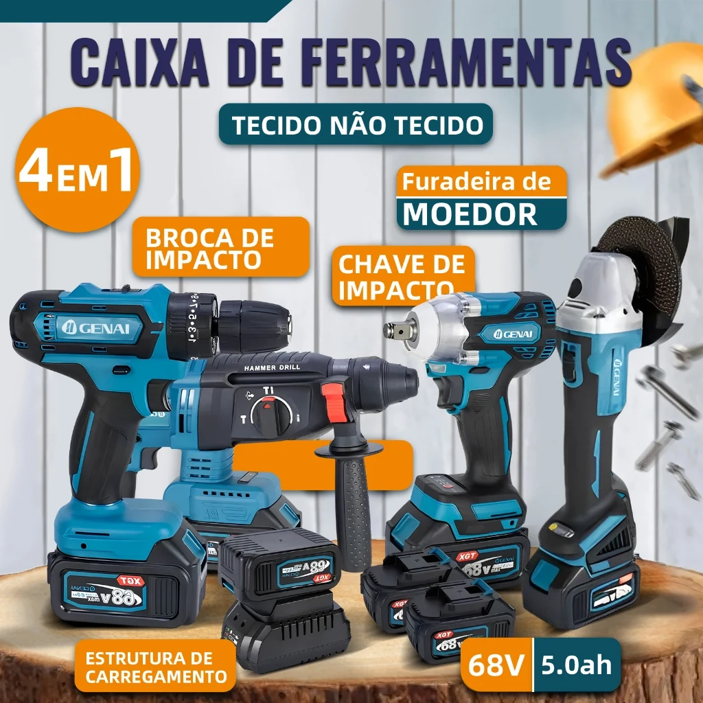 Kit Furadeira 4 em 1 GENAI 68V